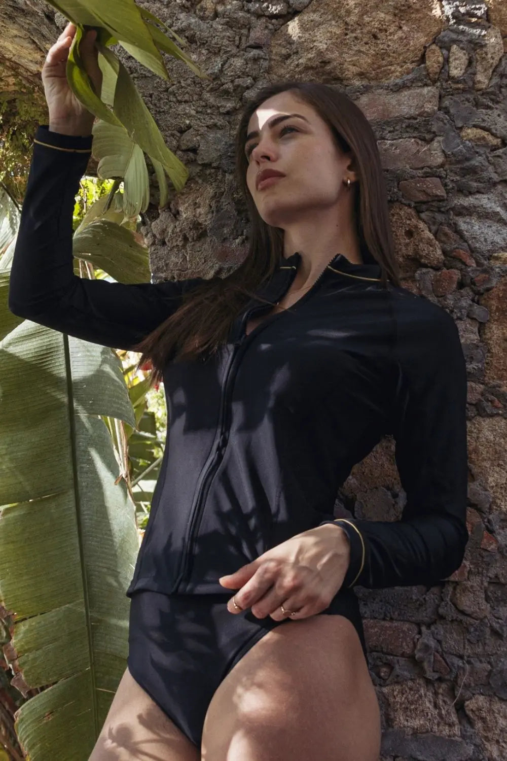 Veste de bain anti UV femme Noir UPF50