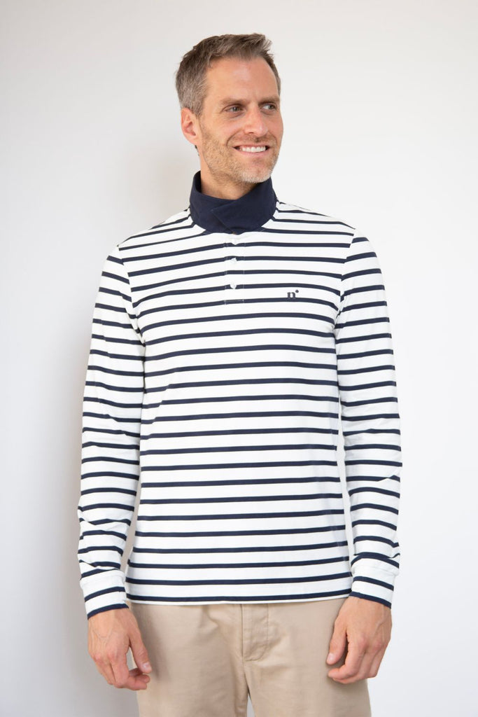 Polo anti-UV manches longues homme Mariniere Classique Nuvées - KER SUN