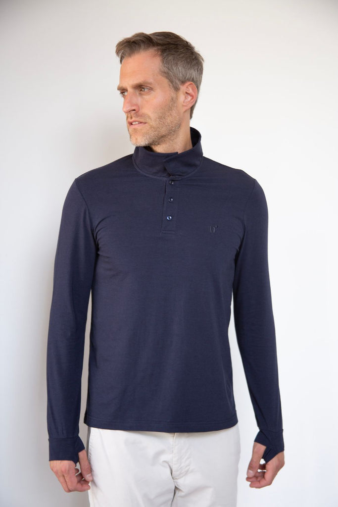 Polo anti-UV manches longues homme Bleu Océan Nuvées - KER SUN