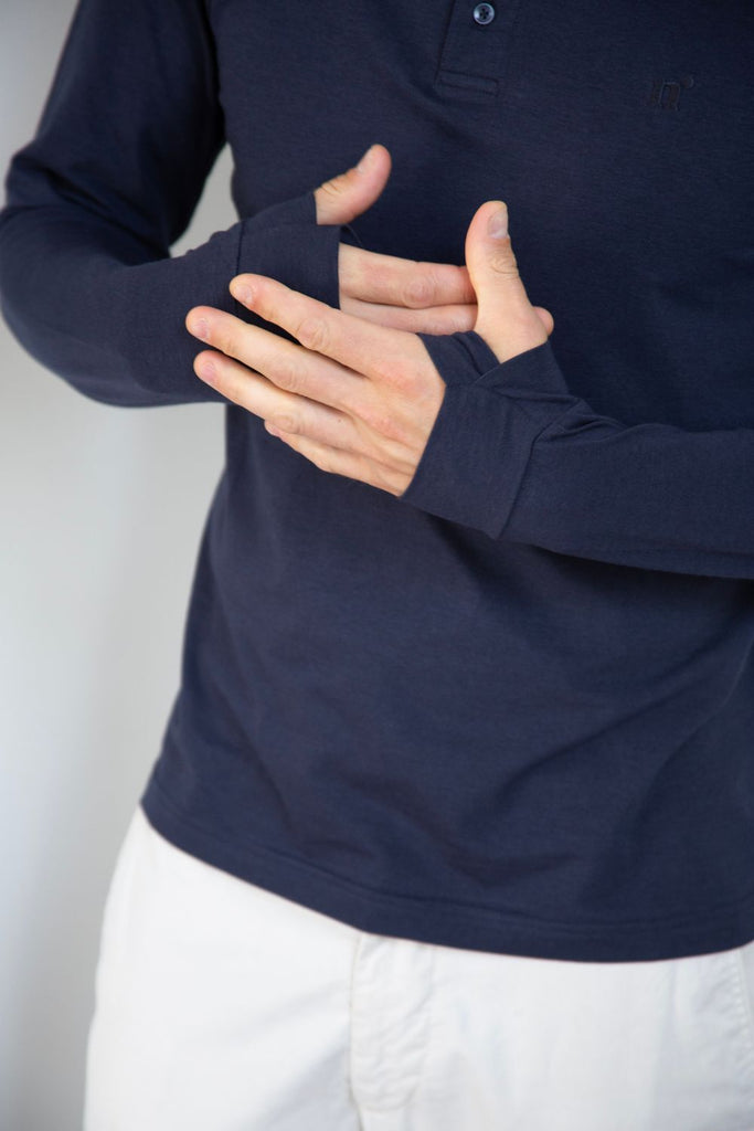 Polo anti-UV manches longues homme Bleu Océan Nuvées - KER SUN